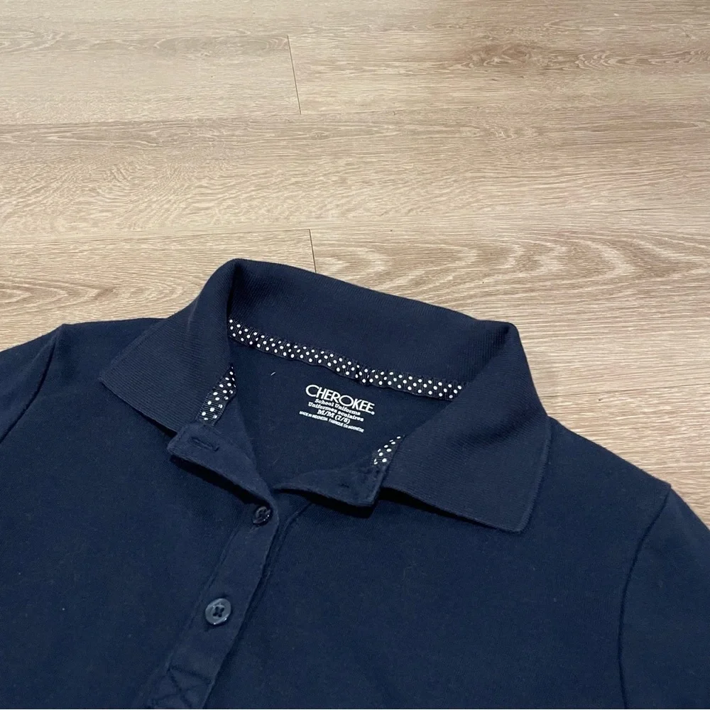 Cherokee school uniforms polo long sleeve blue boys medium